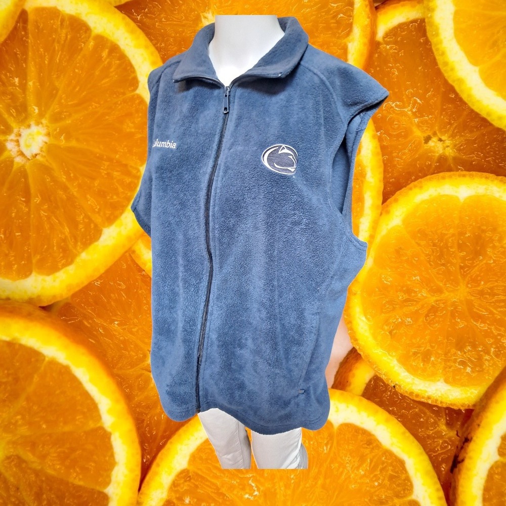 Columbia Penn State Vest Fleece Full Zip Sleeveless Blue L‎
